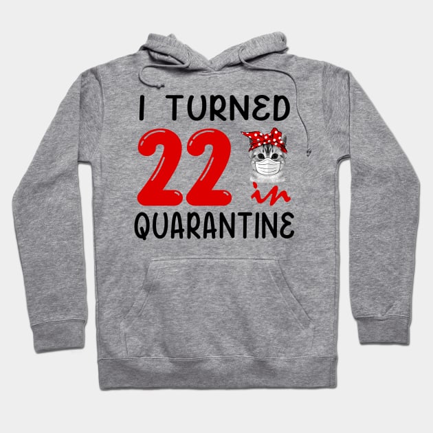 I Turned 22 In Quarantine Funny Cat Facemask Hoodie by David Darry
